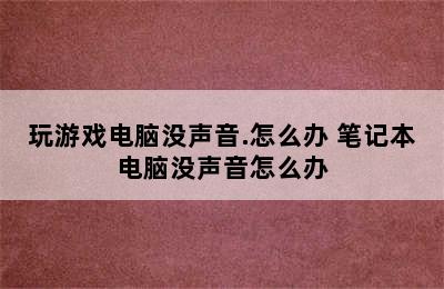 玩游戏电脑没声音.怎么办 笔记本电脑没声音怎么办